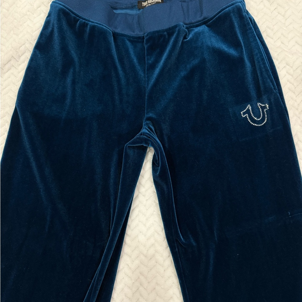 True Religion Blue Joggers with Embroidered Detail